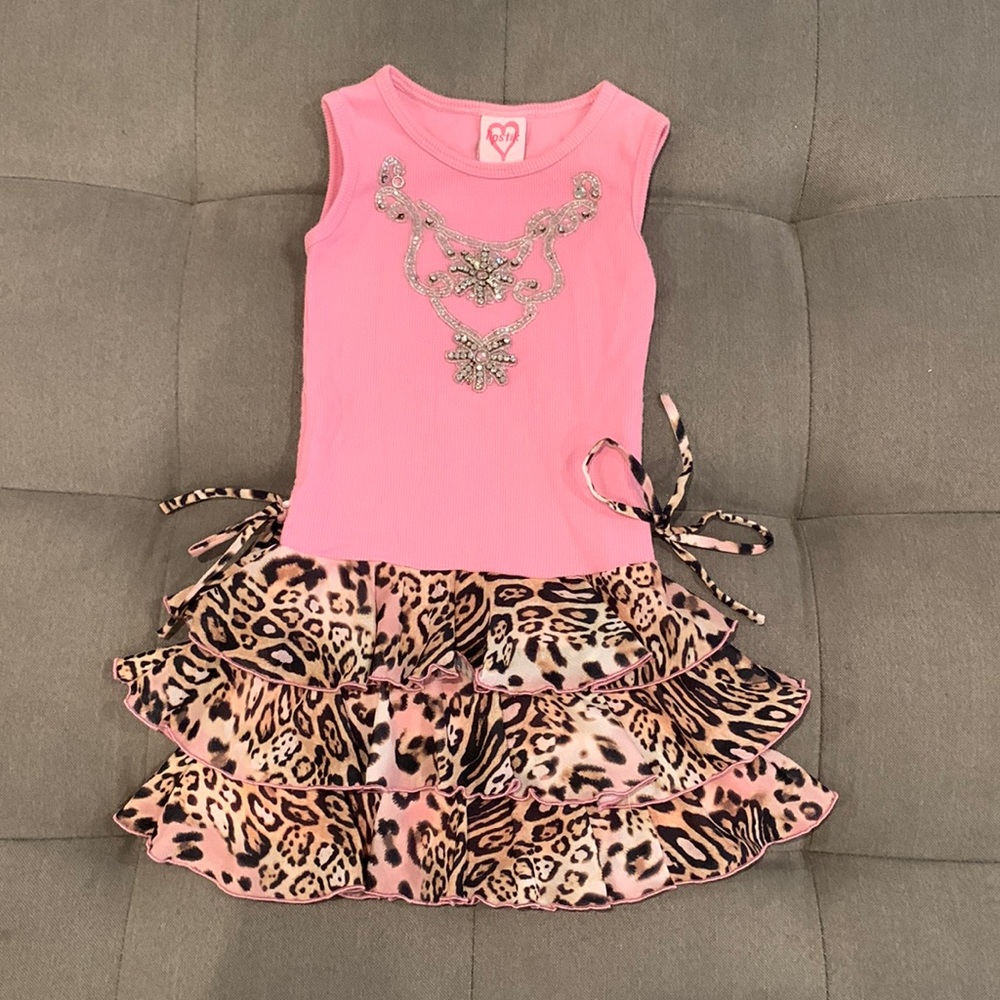 Lipstik Rhinestone/Leopard Dress Size 2T